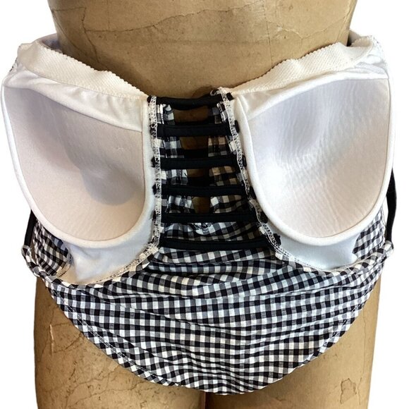 Time and Tru Black & White Gingham Check One-Piece Swimsuit L (12-14) 282G - Picture 6 of 8